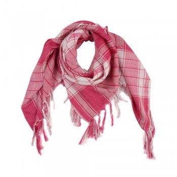 Lenço Xadrez Rosa c/ Franja Viscose 90x90 cm