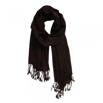 Echarpe Lisa Chocolate Escuro 220g c/ Franja Viscose 180x70 cm