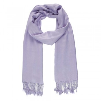 Echarpe Lisa Lilás Claro 150g c/ Franja Viscose 180x70 cm