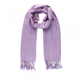 Echarpe em Viscose Lisa Lilás Claro com Franja 220 g A180xL70 cm