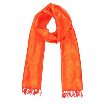 Echarpe em Viscose Javamar Laranja com Franja A180xL50 cm