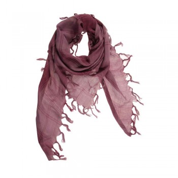 Lenço Triangular Xadrez Rosa c/ Franja Viscose 150x95x95cm