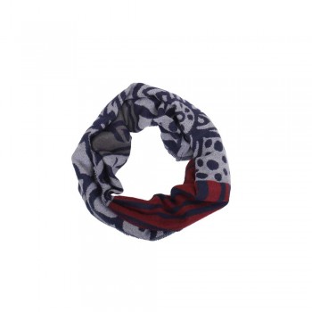 Gola Estampada Flores Azul Marinho Cinza e Vermelho Acrílico 85x35 cm