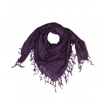 Echarpe em Viscose Roxo Liso com Franja 100x100 cm