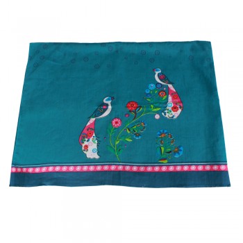 Echarpe em Algodão Verde Bordado A160xL50 cm