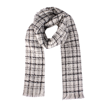 Xale Xadrez  Tear Branco/Preto Acrilico 192X66CM