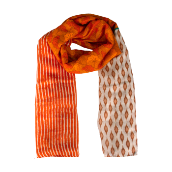 Echarpe 100% Poliester  Marrom/Laranja Franja Pompom 180X90CM