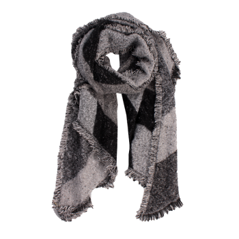 Xale 100%  Acrilico Dupla Face  Pto/Cinza  190X90 CM