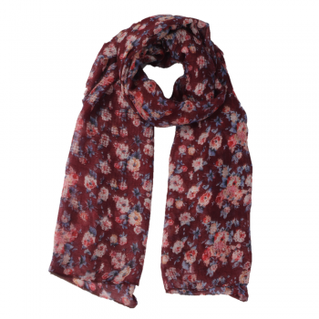 Xale 100%  Poliester Floral Marsala 180X90 CM