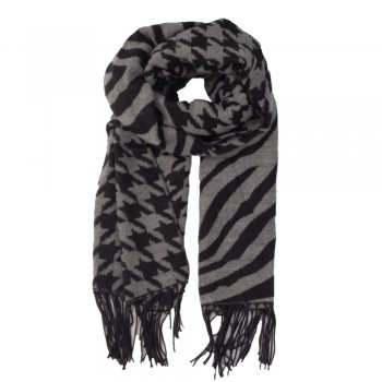 Xale 100% Acrilico Zebra com Pied Poule 170X80CM
