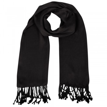 Echarpe Lisa Black/Preta c/ Franjas Viscose 100g 160x55 cm