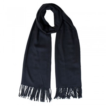 Echarpe Lisa Toque de lã Chumbo c/ Franjas Poliéster e Viscose 180x68 cm