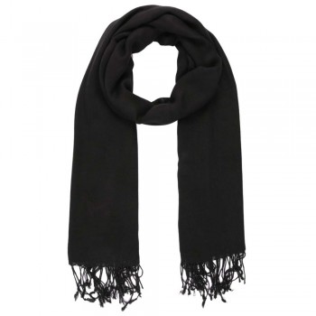 Echarpe Lisa Black/Preto 150g c/ Franja Viscose 180x70 cm