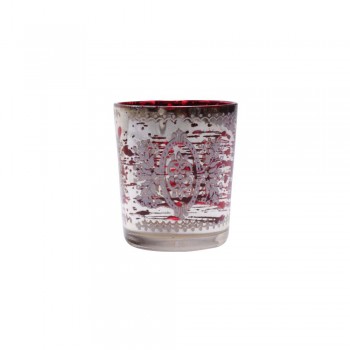 Cachepot de Vidro Metalizado Decorado Vermelho A7,5xD6cm