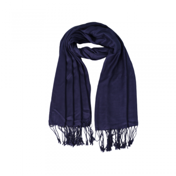 Echarpe Lenço Cachecol Viscose Lisa Azul Marinho c/ Franja