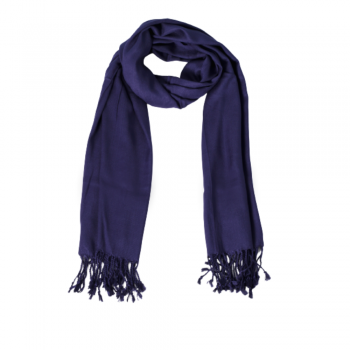 Echarpe Lisa Azul Marinho 220g com Franja Viscose 180x70cm
