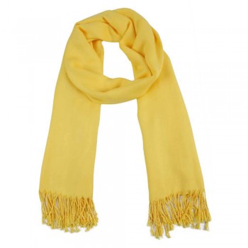 Echarpe Lisa Amarelo 220g c/ Franja Viscose 180x70 cm
