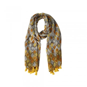 Xale 100%  Poliester Geometrico Amarelo 180X90 CM