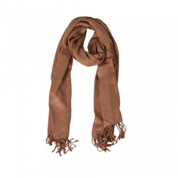 Echarpe em Viscose Lisa Chocolate com Franja 220 g A180xL70 cm