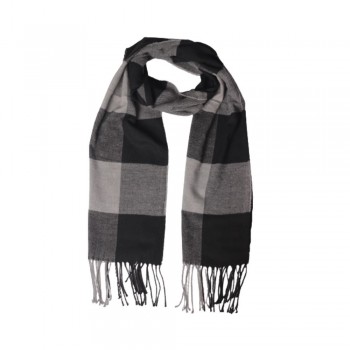 Xale 100% Poliester Vichy Preto/Branco 180X35CM