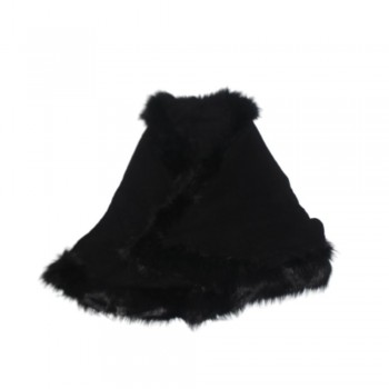 Poncho 100% Acrilico Preto com Pele  Tam  Unico