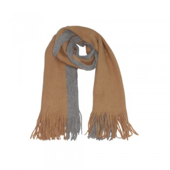 Xale 100% Acrilico Franja Longa Fendhi e Cinza 180 X 65 CM