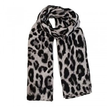 Xale 100% Poliester Animal Print Bege 180 X 80 CM