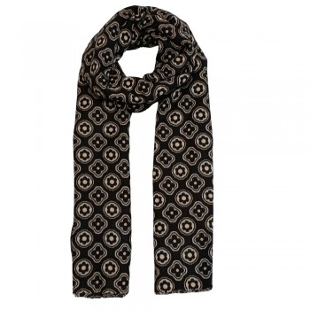 Xale 100% Poliester Floral Liberty Preto/ Fendhi 180 X 80 CM