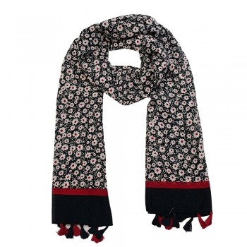 Xale 100%  Poliester Navy Flower 180X90 CM