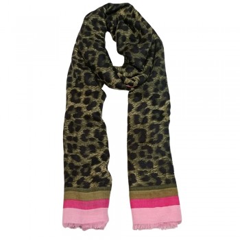 Xale 100%  Poliester Print Barra Rosa e Pink 180X90 CM