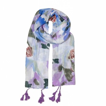 XALE 100%  POLIESTER FLOWERS LILAS 180X90 CM