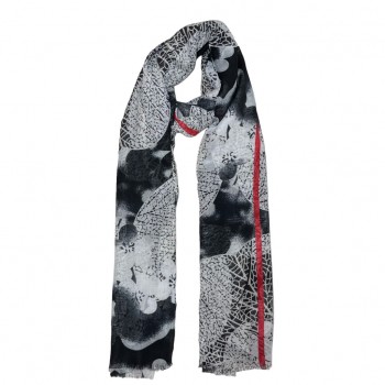 XALE 100%  POLIESTER FLOWERS BLACK LISTRAS RED 180X90 CM