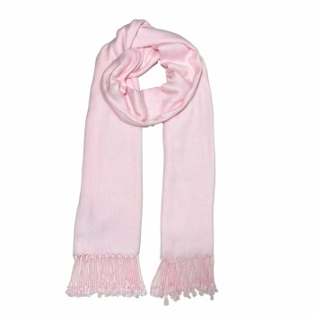 Echarpe Lisa Rosa Claro 220g com Franja Viscose 180x70 cm