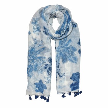 XALE 100%  POLIESTER  FLOWERS BLUE ATOLL 180X90 CM