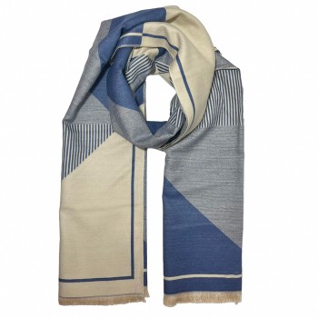 XALE 100% ACRILICO GEOMETRICO LISTRAS AZUL E FENDHI 180X60 CM