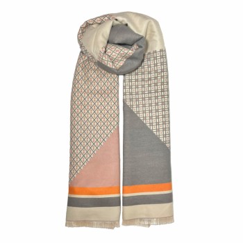 XALE 100% ACRILICO GEOMETRICO LARANJA E BEGE 180X60 CM