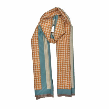 XALE 100% ACRILICO PIED POULE AZUL E LARANJA 180X60 CM