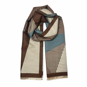 XALE 100% ACRILICO GEOMETRICO LISTRAS BROWN /AZUL 180X60 CM
