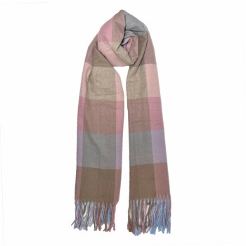 XALE 100% ACRILICO XADREZ AZUL/ROSA E PELE 180X60CM