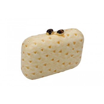 Bolsa Revestida em Couro de Avestruz com Fecho Dourado A8xC11 cm