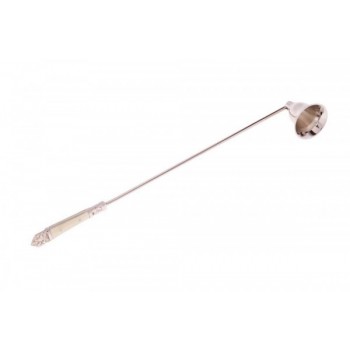 ABAFADOR VELA ACO INOX DOURADO CABO MADRE PEROLA 35 CM!