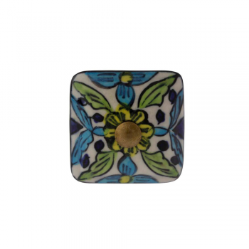 Puxador em Cerâmica Quadrado Floral A8xD4cm