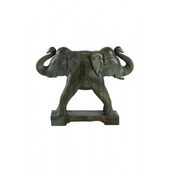 Elefante em Madeira Decorativo Duas Cabeças Verde A51xC68xP17 cm
