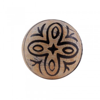 Puxador Decorativo Tribal Marrom Preto Desenhado em Madeira