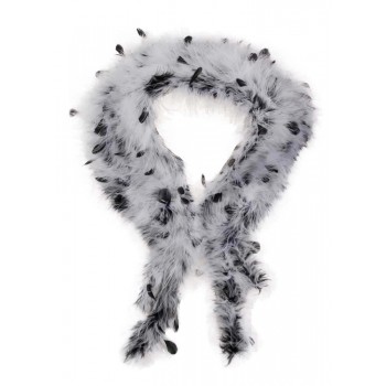 Cachecol Pele Natural Branco e Preto 149x023 cm