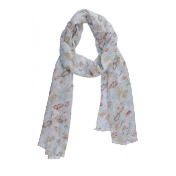 Echarpe em Viscose OffWhite Floral A180xL50 cm