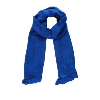 Echarpe Azul Royal c/ Babado em Viscose Detalhado 160x50 cm