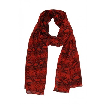Echarpe em Viscose Estampa Animal Print Vermelho Cobra A180xL50 cm