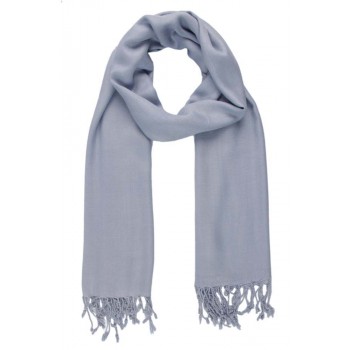 Echarpe Lisa  em Viscose Azul Jeans com Franja A180xL70 cm