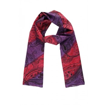 Echarpe em Algodão Pink e Roxo Folhas A160xL50 cm